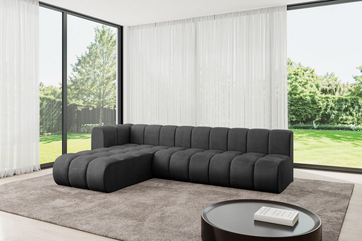 ECKSOFA modulares Sofa Darnel-L2 - 296x177x70 cm Schwarz - Schwarz, Holzwerkstoff/Textil (296/177cm) - ALTDECOR