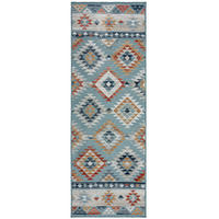 TEPPICH Outdoor Boho Orientalisch, Terrasse schmutzabweisend Blau Läufer 80x230 - Blau, Textil (80/230cm) - KADIMA DESIGN