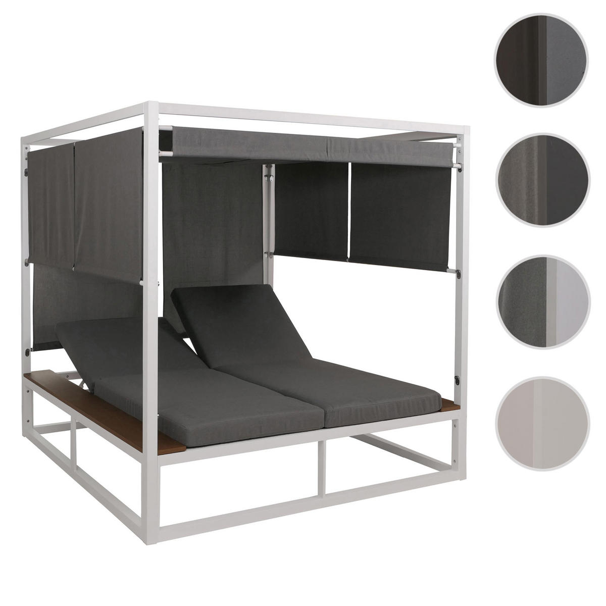 LOUNGE-GARTENLIEGE M63B Weiß, Grau - Weiß/Grau, Metall (200/200/200cm) - MCW