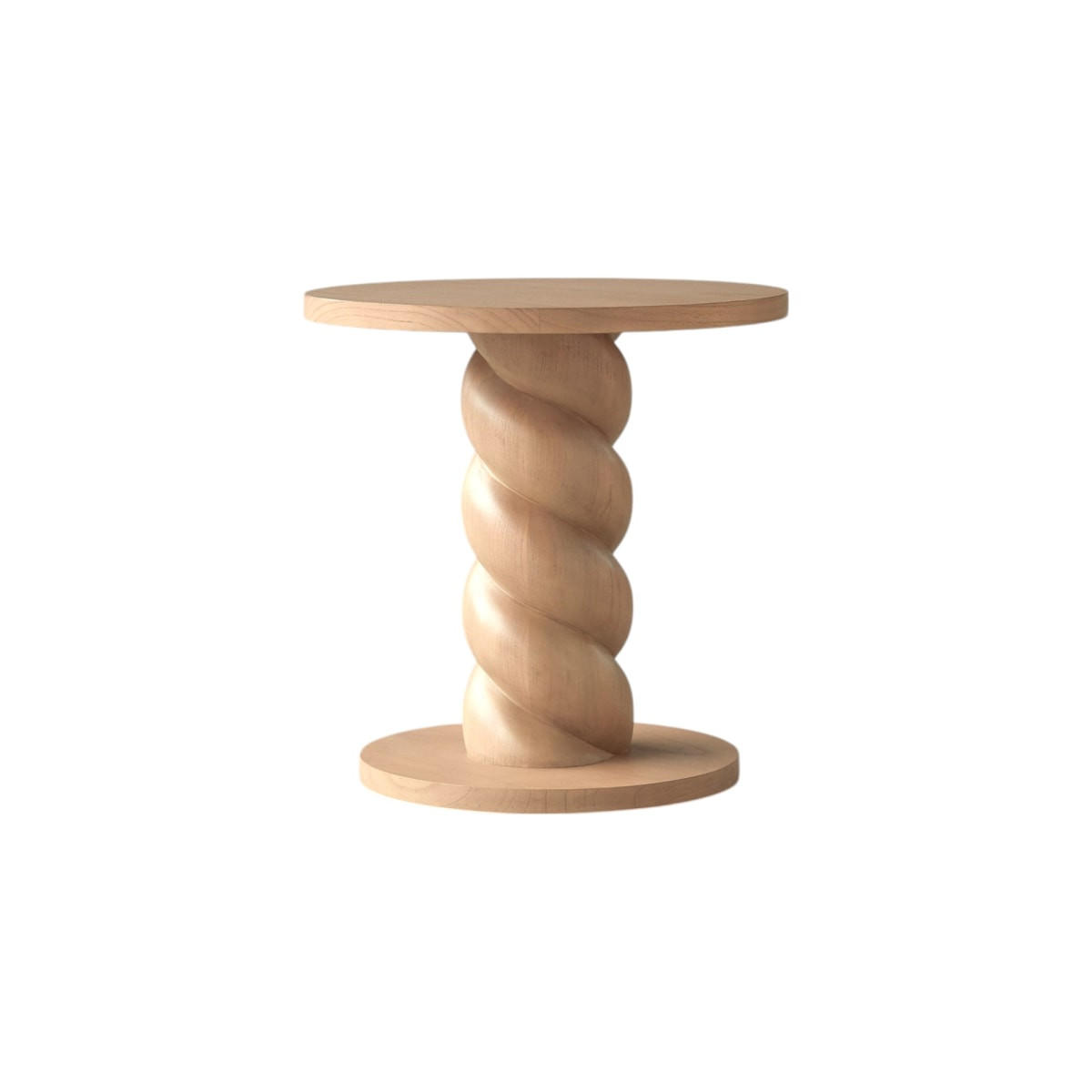 BEISTELLTISCH Liza Beige aus Helles Mindiholz - Beige, Holz (48/48/50cm) - Tikamoon