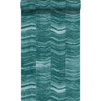 TAPETE Zick-Zack-Mamorstreifen 53 cm x 10.05 m - Türkis, Papier (53/1000cm) - Origin Wallcoverings