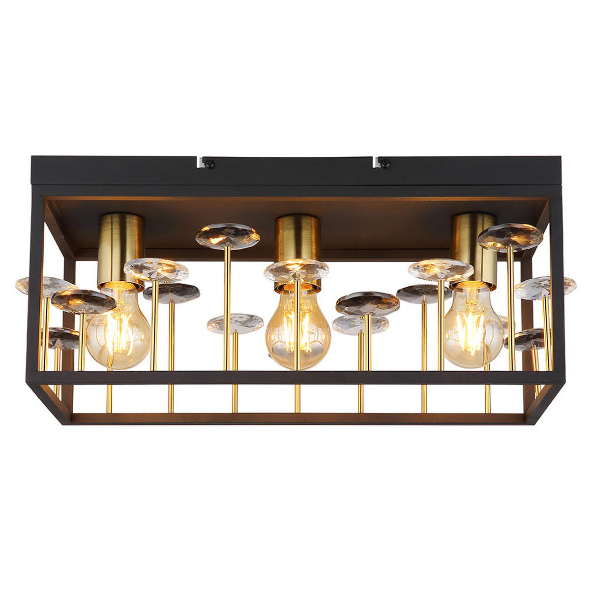 DECKENLEUCHTE LISBON Metall, Kristall, Schwarz Gold - Goldfarben, Metall (45/18/20cm) - Globo Lighting