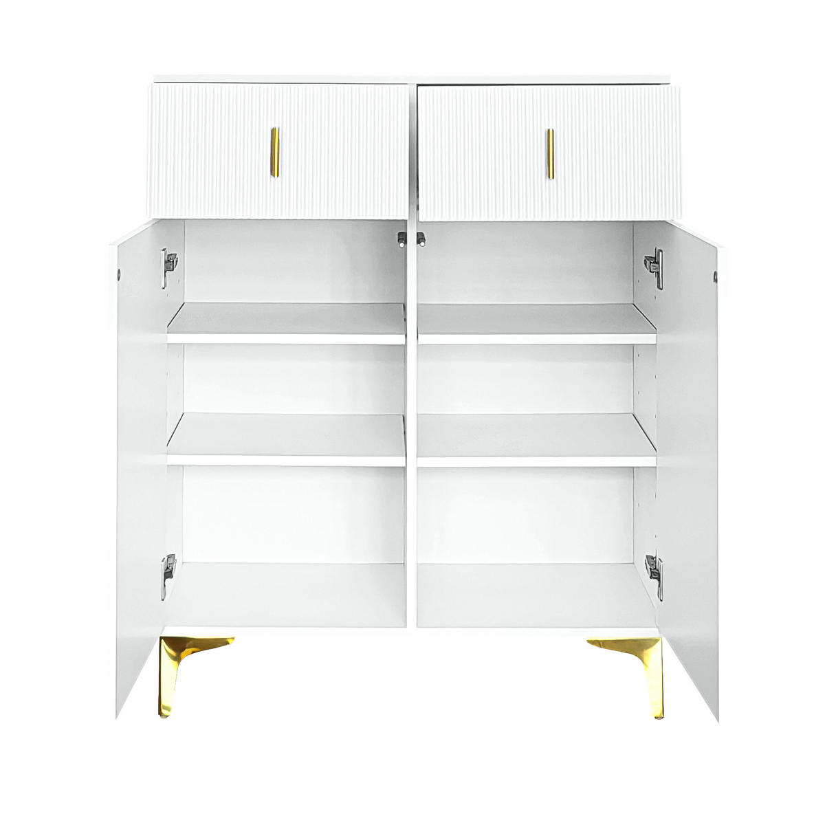 SIDEBOARD 83/35/101 cm in Weiß mit 2 Türen, 2 Schubladen und Strukturfronten - Weiß, Holzwerkstoff (83/101/35cm) - Flora Grace