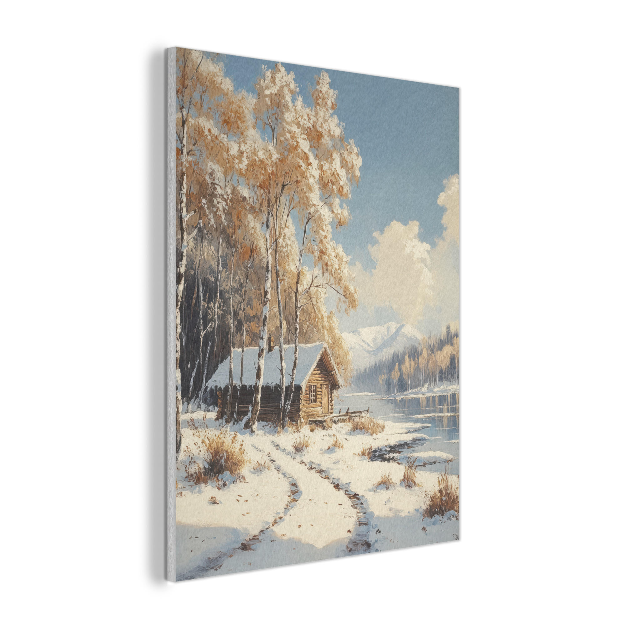 AKUSTIKPANEEL Winter - Schnee - Zuhause - Natur 70x100 cm - Hellbraun, Textil (70/0.9/100cm) - MuchoWow