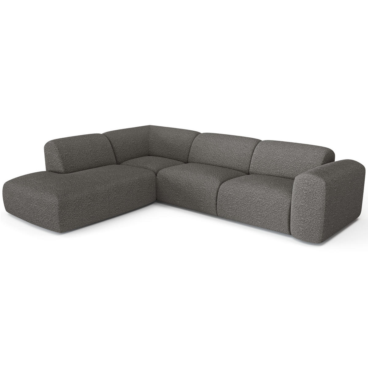 ECKSOFA LINKS Bouclé-Stoff Graphitgrau 269cm - Graphitfarben/Grau, Textil (221/269cm) - Sia Home