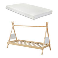 KINDERBETT Siikajoki mit Matratze - Naturfarben, Holz/Textil (90/200cm) - [en.casa]