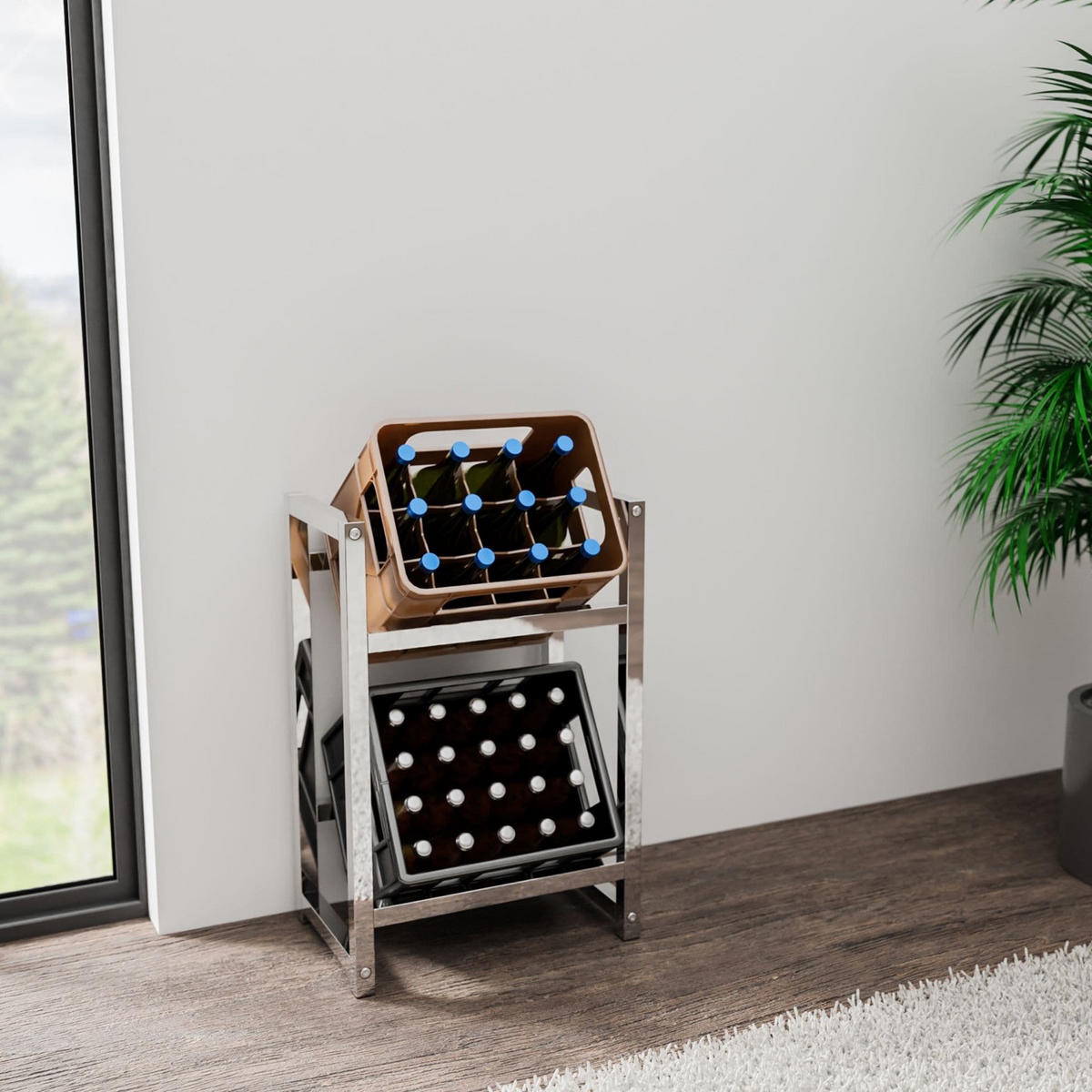 GETRÄNKESKISTENSTÄNDER Star - 2er Set - chrom - Chromfarben, Metall (47/31/75cm) - TPFLiving