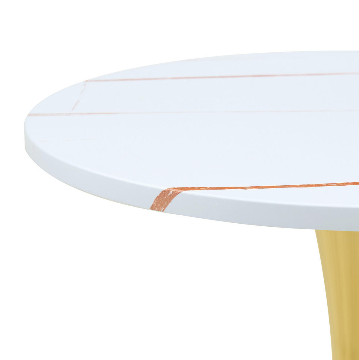 BEISTELLTISCH 60/60/72 cm mit thermoformter MDF-Tischplatte und Metallgestell, runde Form, Weiß/Gold - Weiß, Holzwerkstoff (60/60/72cm) - Redom
