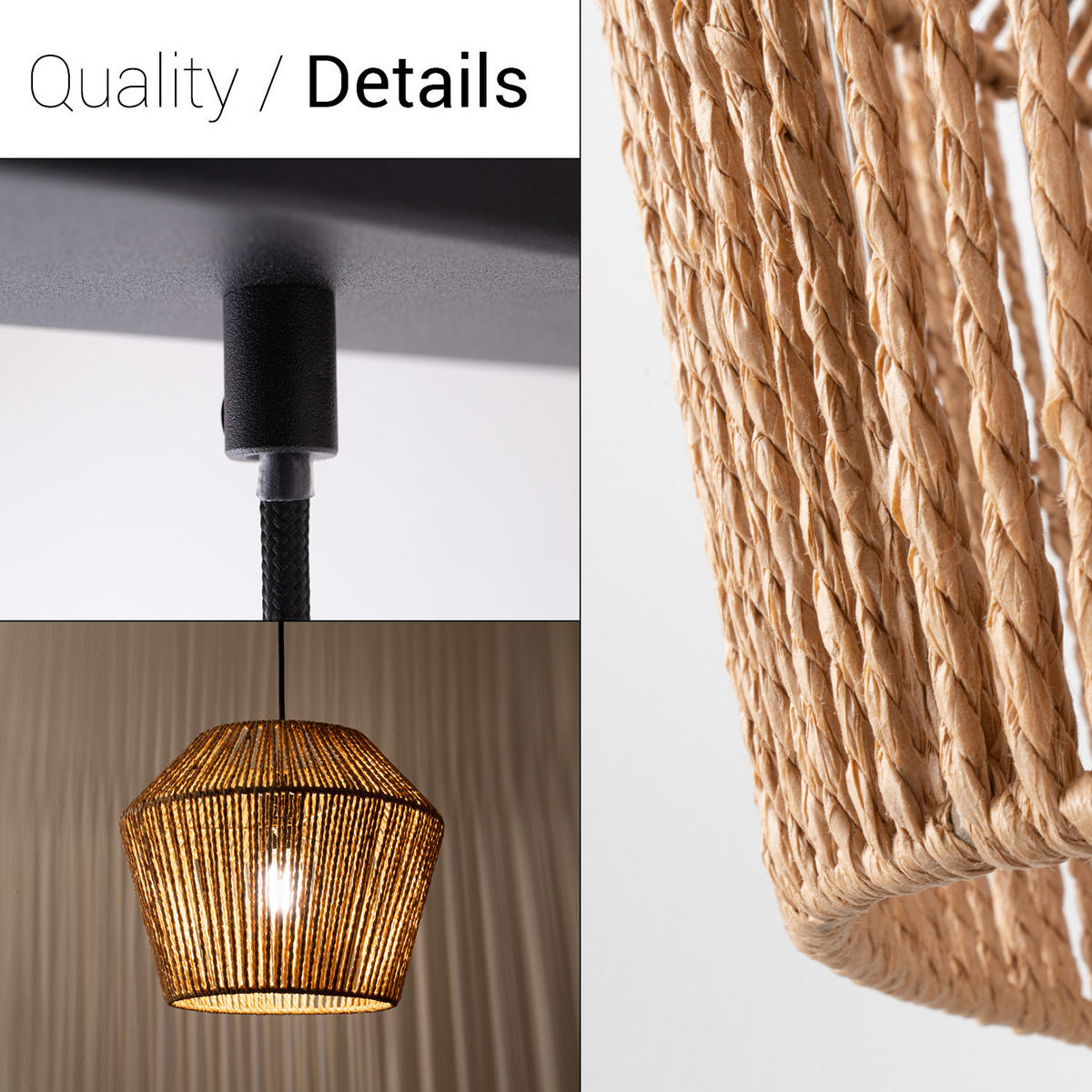 PENDELLEUCHTE Hugo Pd3 Pinto - Schwarz, Metall (33/33/27cm) - Paco Home