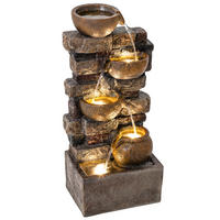 GARTENBRUNNEN DE-18871 5-stufige Kaskade mit Krügen & LED Rustikales Braun - Multicolor, Kunststoff (31/25.5/72cm) - ComfortXL