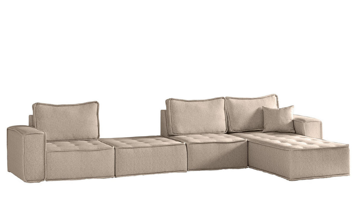 ECKSOFA Sande Xl In Alpine - Hellbraun, Holzwerkstoff/Textil (372/192cm) - Fun Möbel