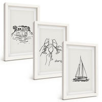 BILDER SET 3er Set - 20x30 cm Weißer Rahmen - Haus am Wasser, Segelboot-Toast - Weiß, Kunststoff (20/30cm) - TULUP