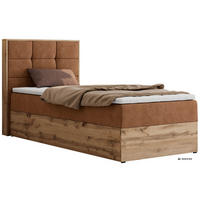 BOXBETT ALBERO 1 90/200 - Orange Stukture - Topper Visco - H3 - Links - Schwarz/Orange, Kunststoff/Textil (90/200cm) - MKS