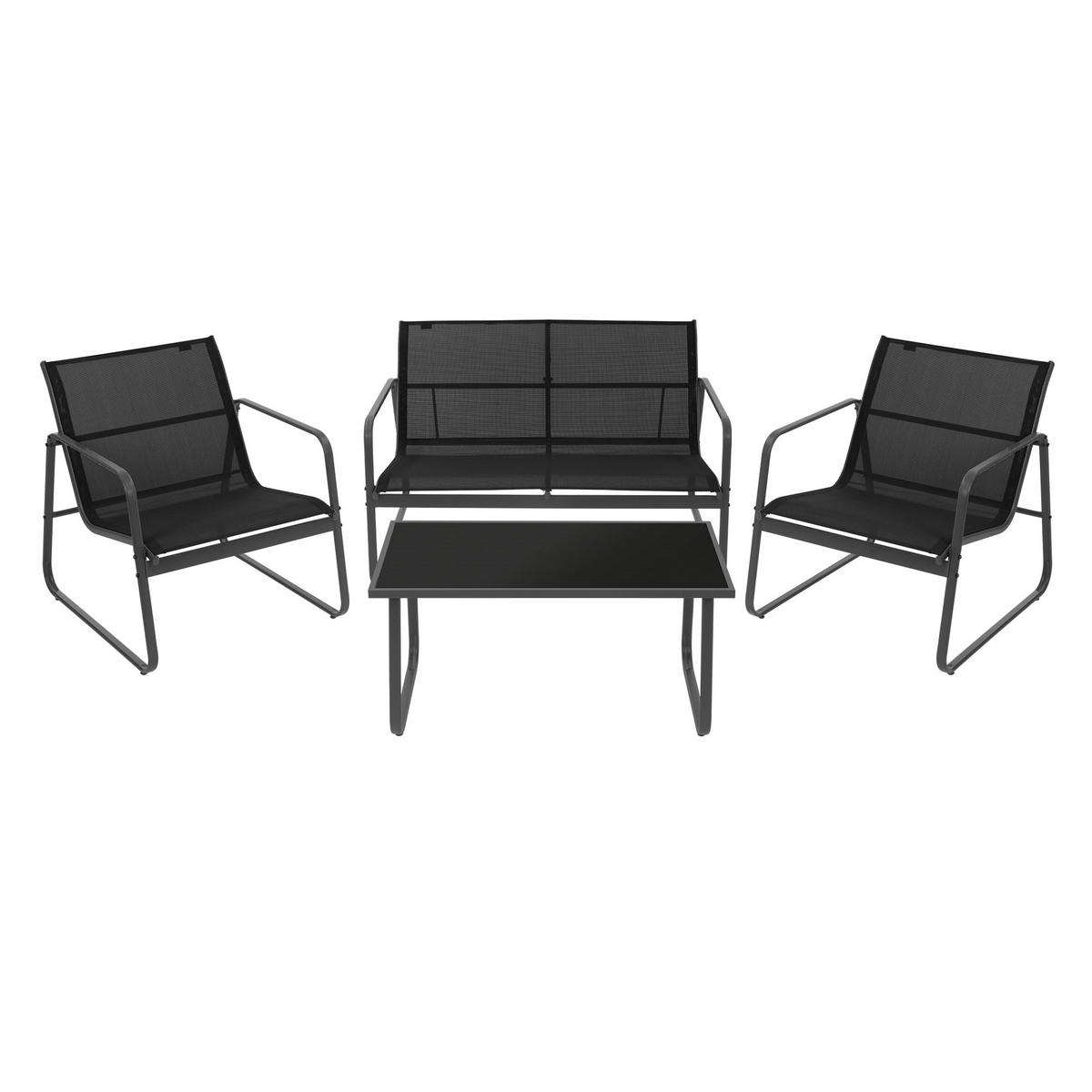 GARTENMÖBEL Set 4-teilig schwarz - Schwarz, Metall - ML-DESIGN