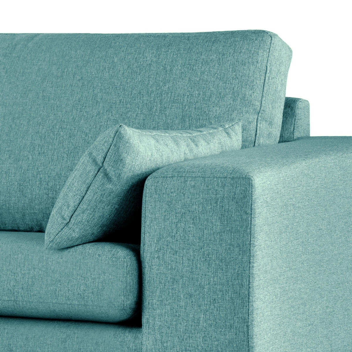 ECKSOFA mit Ottomane - Eichefarben/Petrol, Eichenholz/Textil (287/219cm) - home24