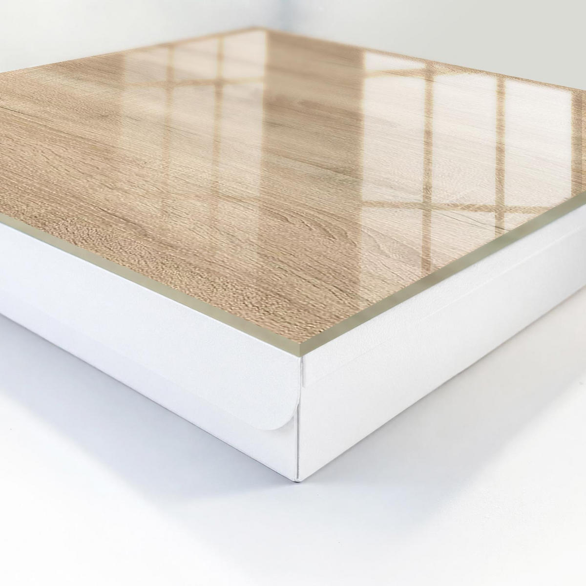 SCHLÜSSELBOX Weiß 30x30 cm – Türöffnung nach rechts - Holzstruktur - Beige, Metall (30/30/5cm) - TULUP