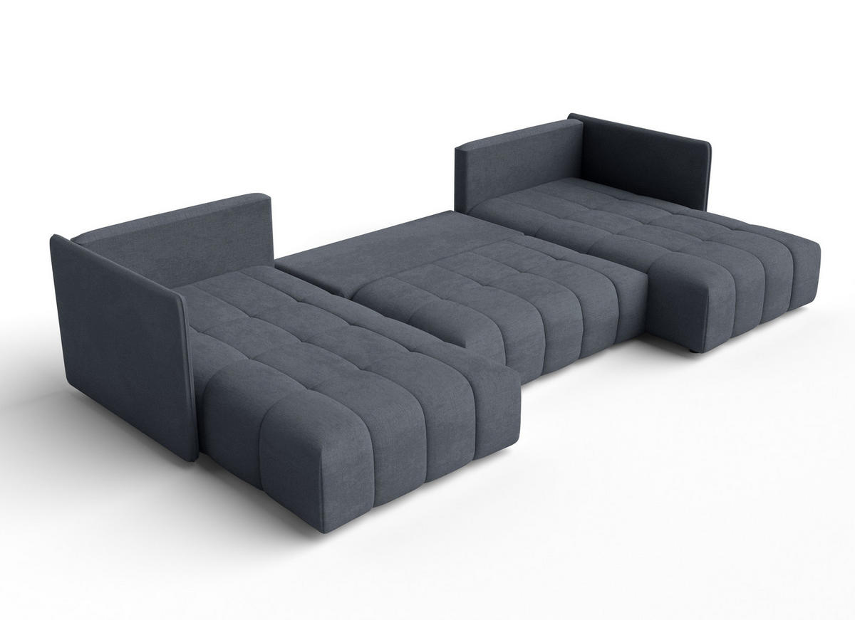 WOHNLANDSCHAFT Veliro U Grau 353/180/83 cm mit Schlaffunktion und Bettkasten - Dunkelgrau/Schwarz, Kunststoff/Textil (353/83/180cm) - AX Living