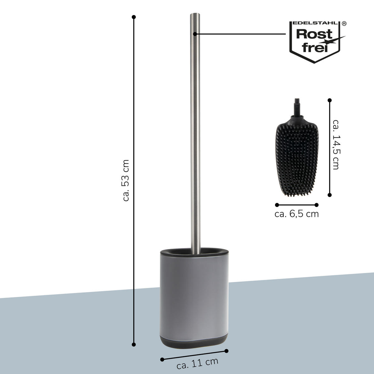 WC-GARNITUR BARBENA, grau, Kunststoff Edelstahl - Grau, Metall (11/53/4cm) - bremermann