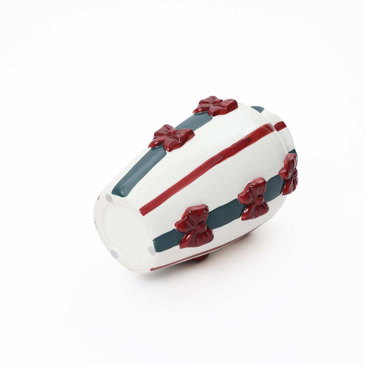 KERAMIKVASE, Schleifen-Design, D11.5 cm, H28.3 cm - Weiß, Keramik (28cm) - Hometopia