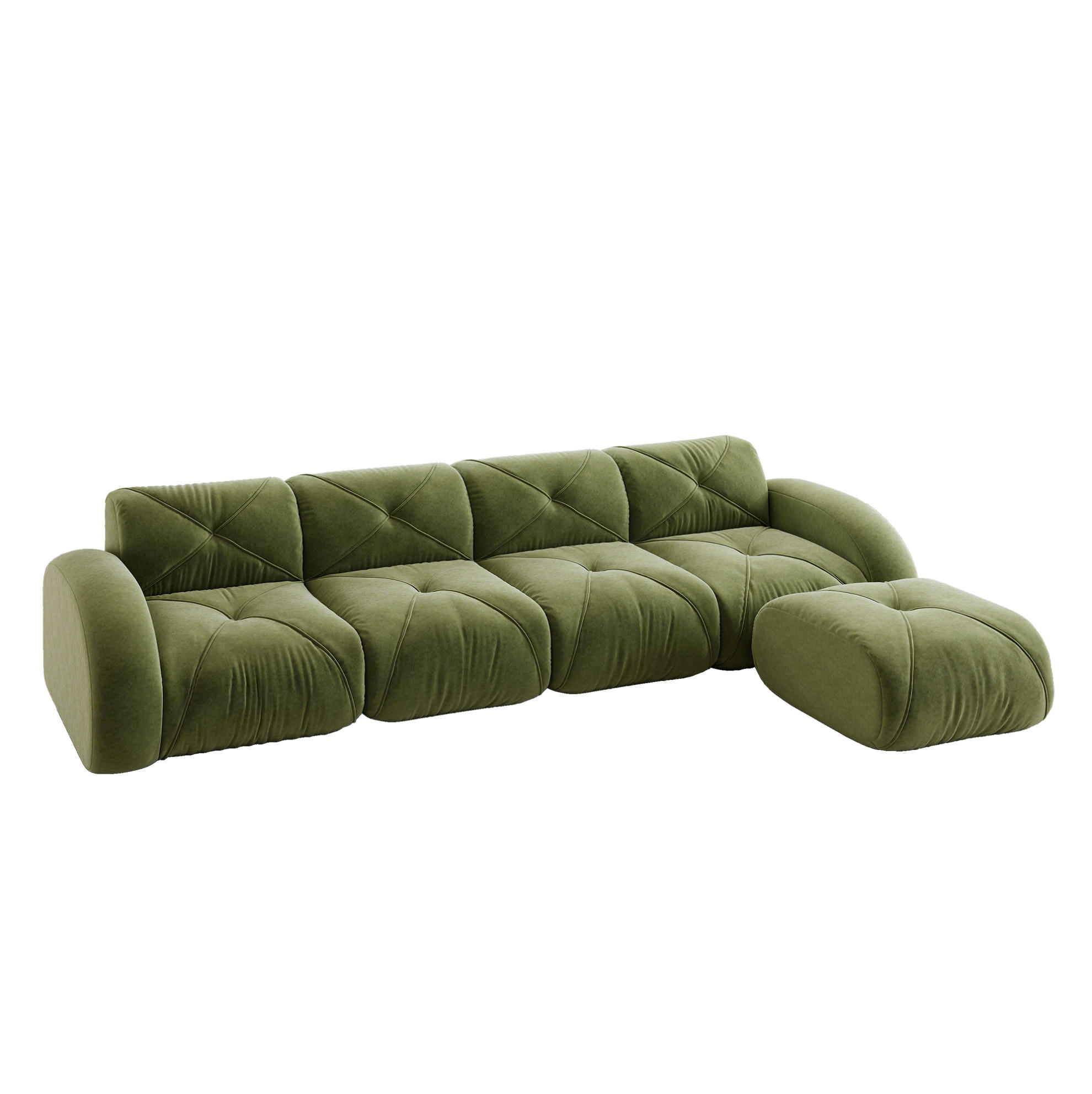 ECKSOFA 358/171/76 cm modular grün aus Chenille mit flexiblem System und 32D-Schaumstoff - Grün, Textil (171/358cm) - OKWISH