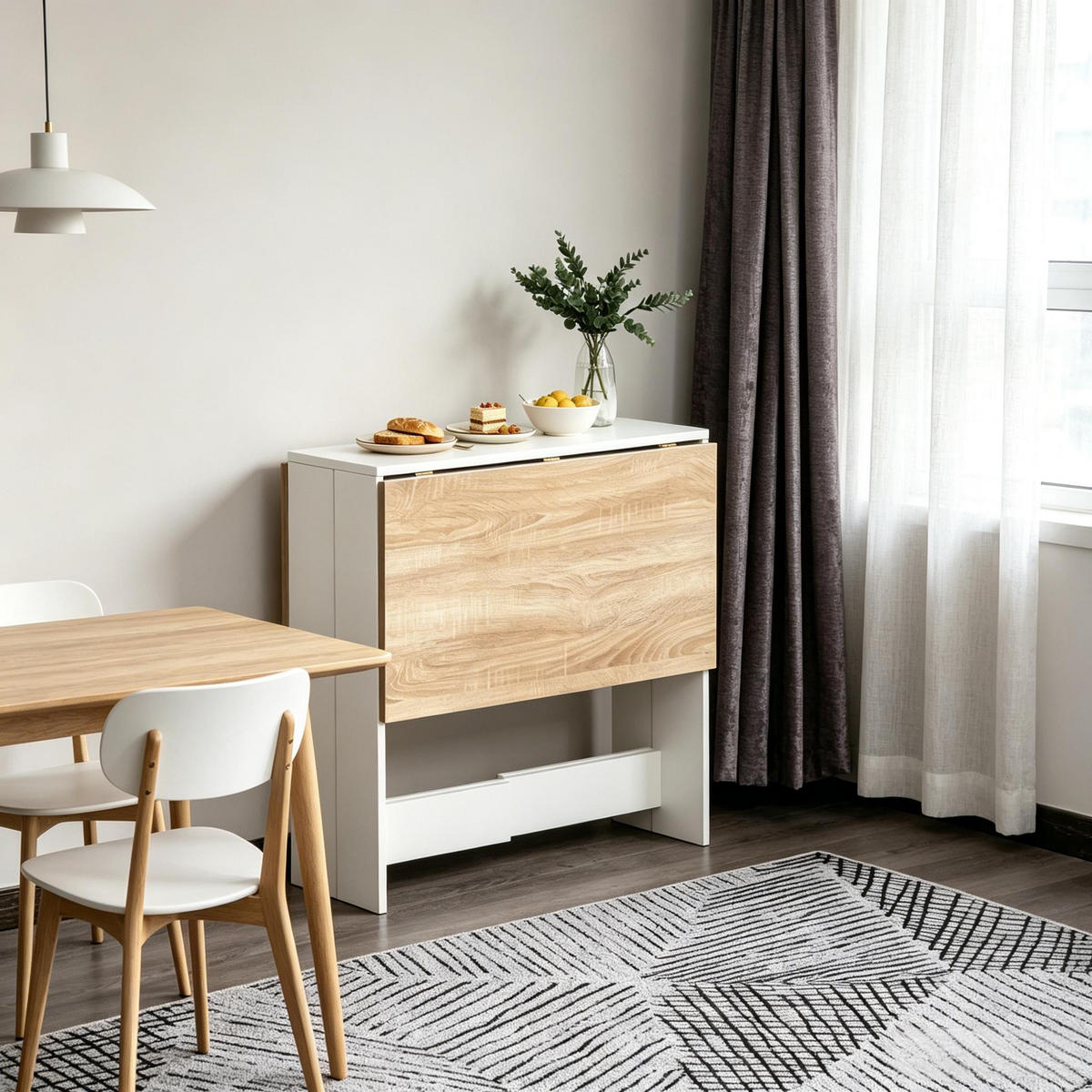 KLAPPTISCH DE-37256 zweifarbig mit MDF-Konstruktion Eiche/Weiß - Eichefarben, Holzwerkstoff (76/103/73.5cm) - ComfortXL