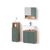 BADMÖBEL-SET Ronco Grün/Goldkraft Eiche 3 Teile - Eiche Wotan/Grün, Holzwerkstoff (60/59/30cm) - Livinity®