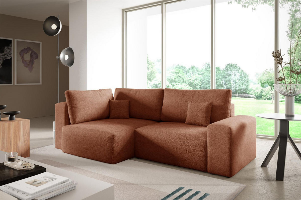 ECKSOFA Arona Mit Schlaffunktion - Braun, Holzwerkstoff/Textil (148/253cm) - Fun Möbel