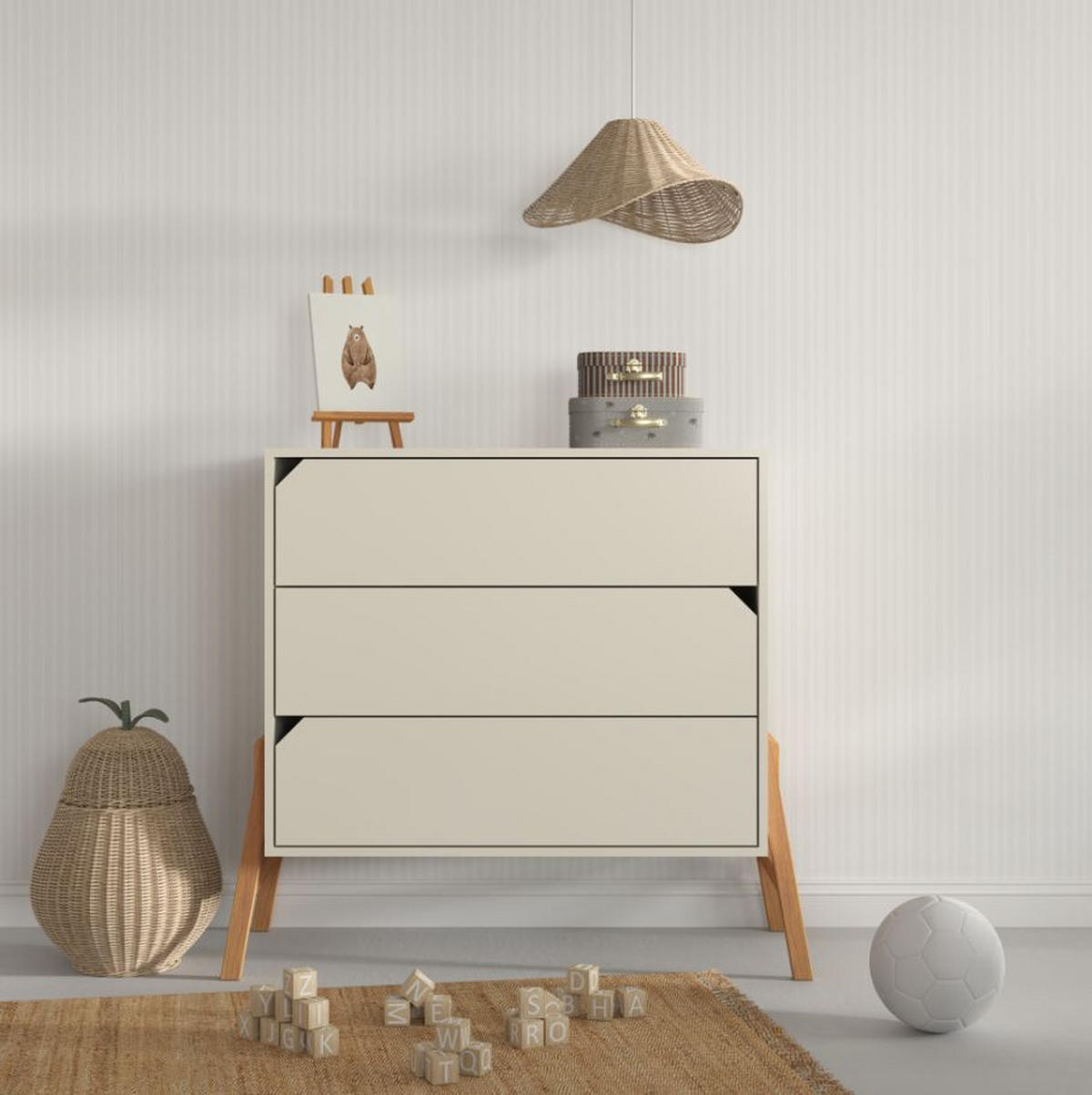 KINDERKOMMODE Lotta – rustikale Eleganz und Funktionalität - Beige, Holzwerkstoff (107/93/50cm) - RAUMHIRSCH FURNITURE