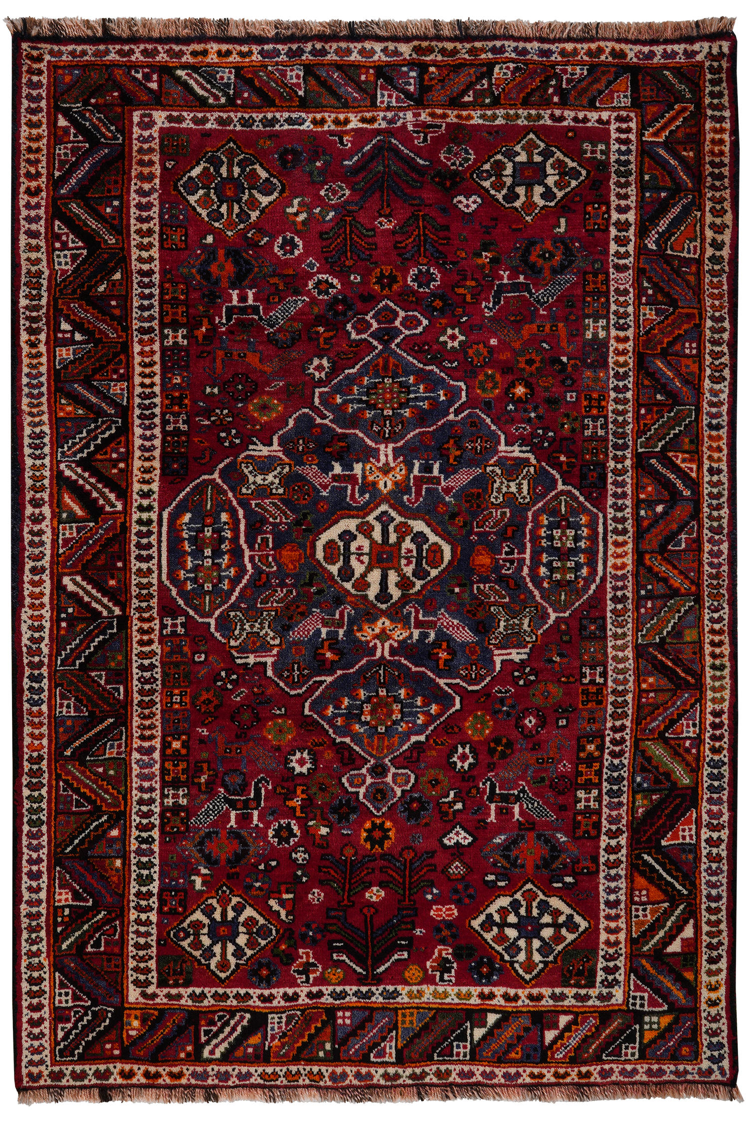 TEPPICH Gashgai Rot 161/110 cm Schurwolle - Rot, Textil (110/161cm) - Looma