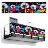 BALKON-SICHTSCHUTZ Straßenkunst - Bunt - Wand - Schwarz, Kunststoff (500/130cm) - MuchoWow