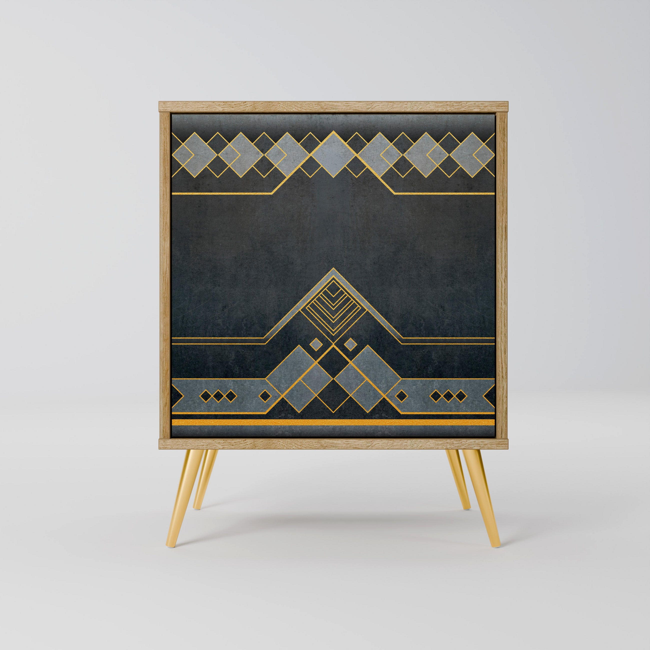 SIDEBOARD ROYAL ORDINARINESS, Eichefarben, 57,5x42x75,5 cm, Goldfarbene Metallfüße - Eichefarben/Goldfarben, Holzwerkstoff/Metall (57.5/75.5/42cm) - SpaceRebels