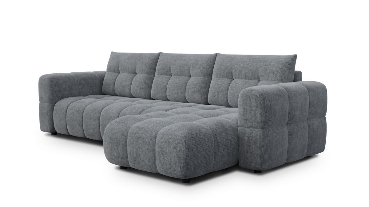ECKSOFA CLOUDI 4-Sitzer rechts, dunkelgrau - Dunkelgrau/Schwarz, Holz/Textil (294/160cm) - Courtois Laville