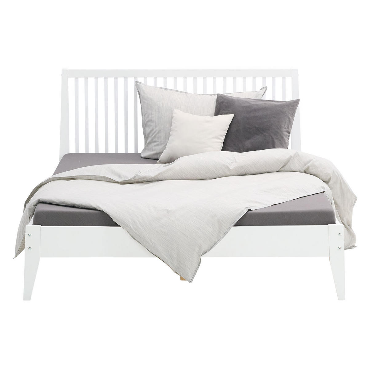 BETT 140/200 cm weiß Kopfteil - Weiß, Holz (140/200cm) - Homestyle4u