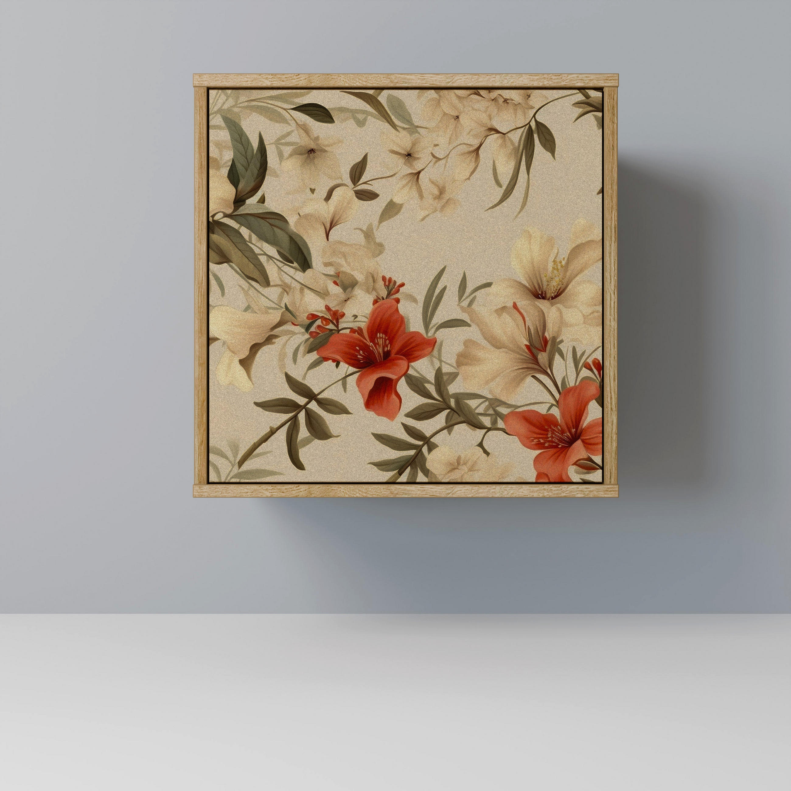 SIDEBOARD BLOOMING HARMONY, Eichefarben, 57,5x42x57,5 cm, Ohne Füße - Eichefarben/Multicolor, Holzwerkstoff (57.5/57.5/42cm) - SpaceRebels