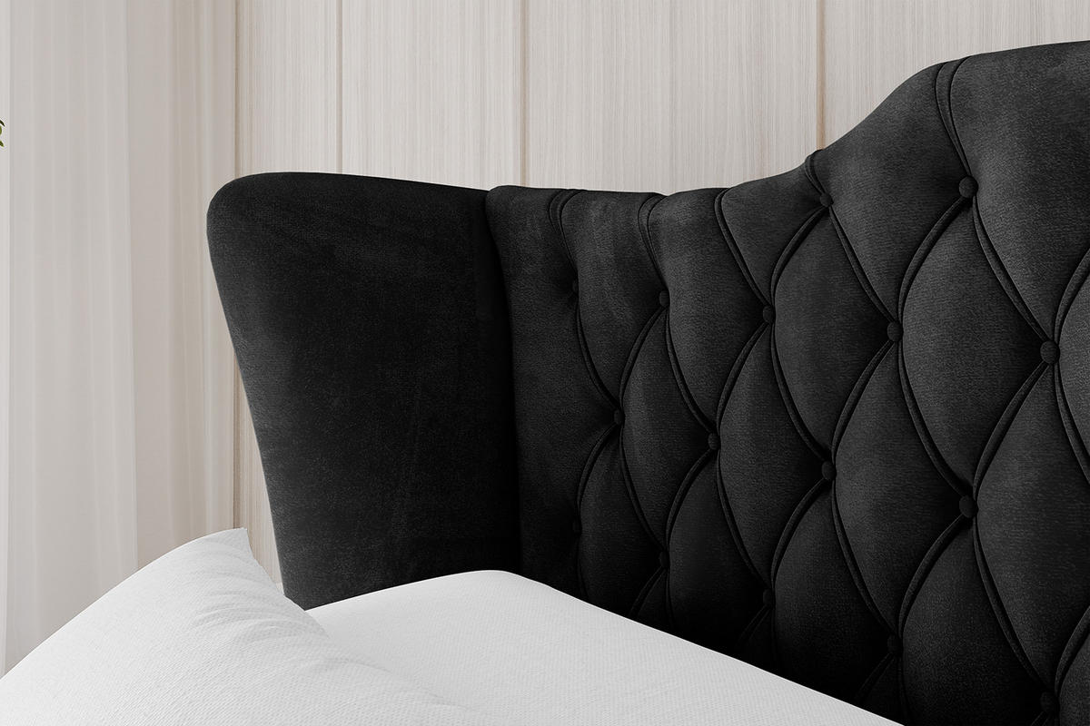 POLSTERBETT mit Bettkasten und Lattenrost, Boxbett ohne Matratze - ZORAN 180x200 Schwarz - Schwarz, Holzwerkstoff/Textil (180/200cm) - ALTDECOR