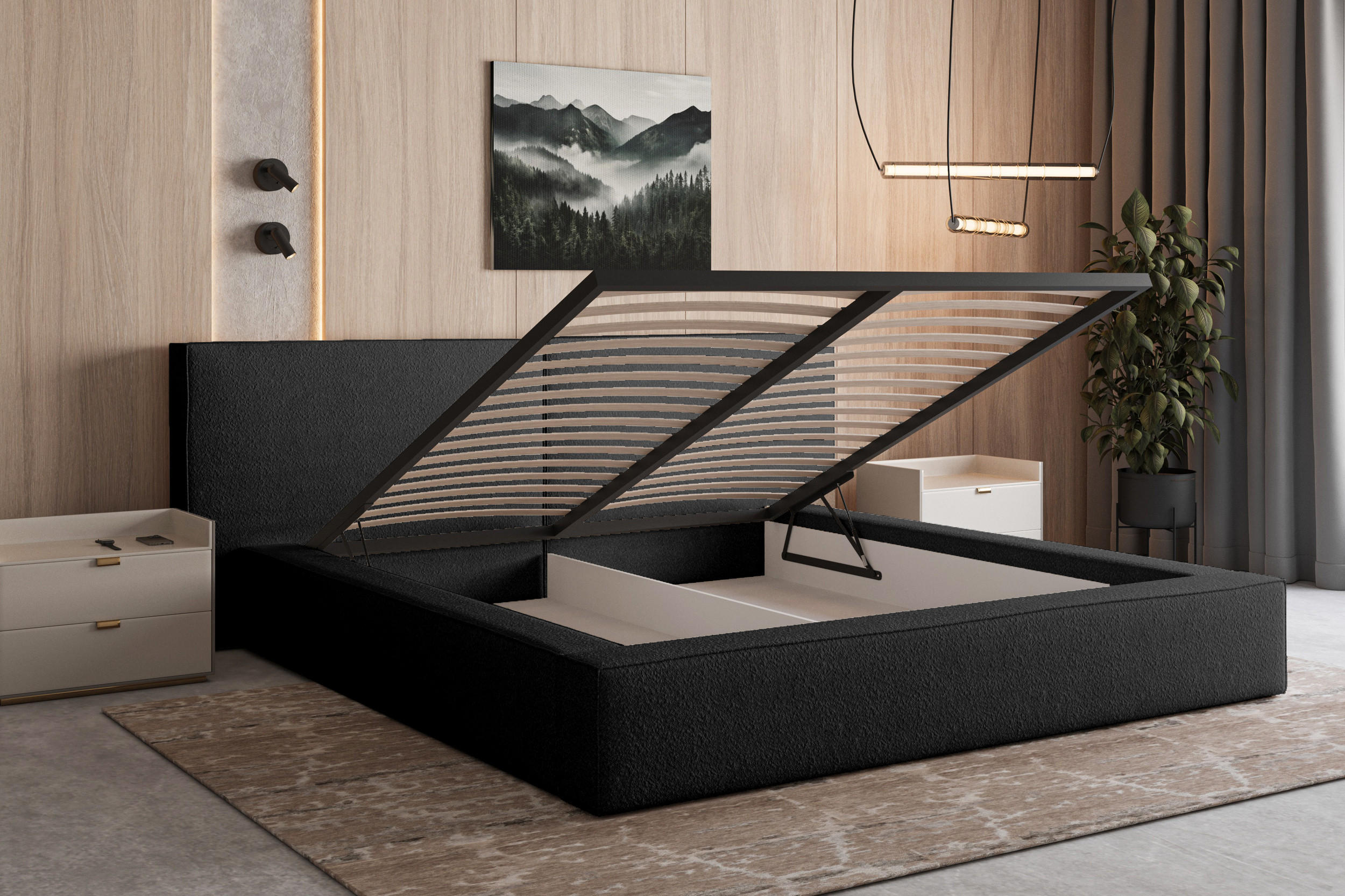 BETT - Polsterbett 06 160x200 - Schwarz (Anthology 19) - Schwarz, Holz (160/200cm) - Möblo