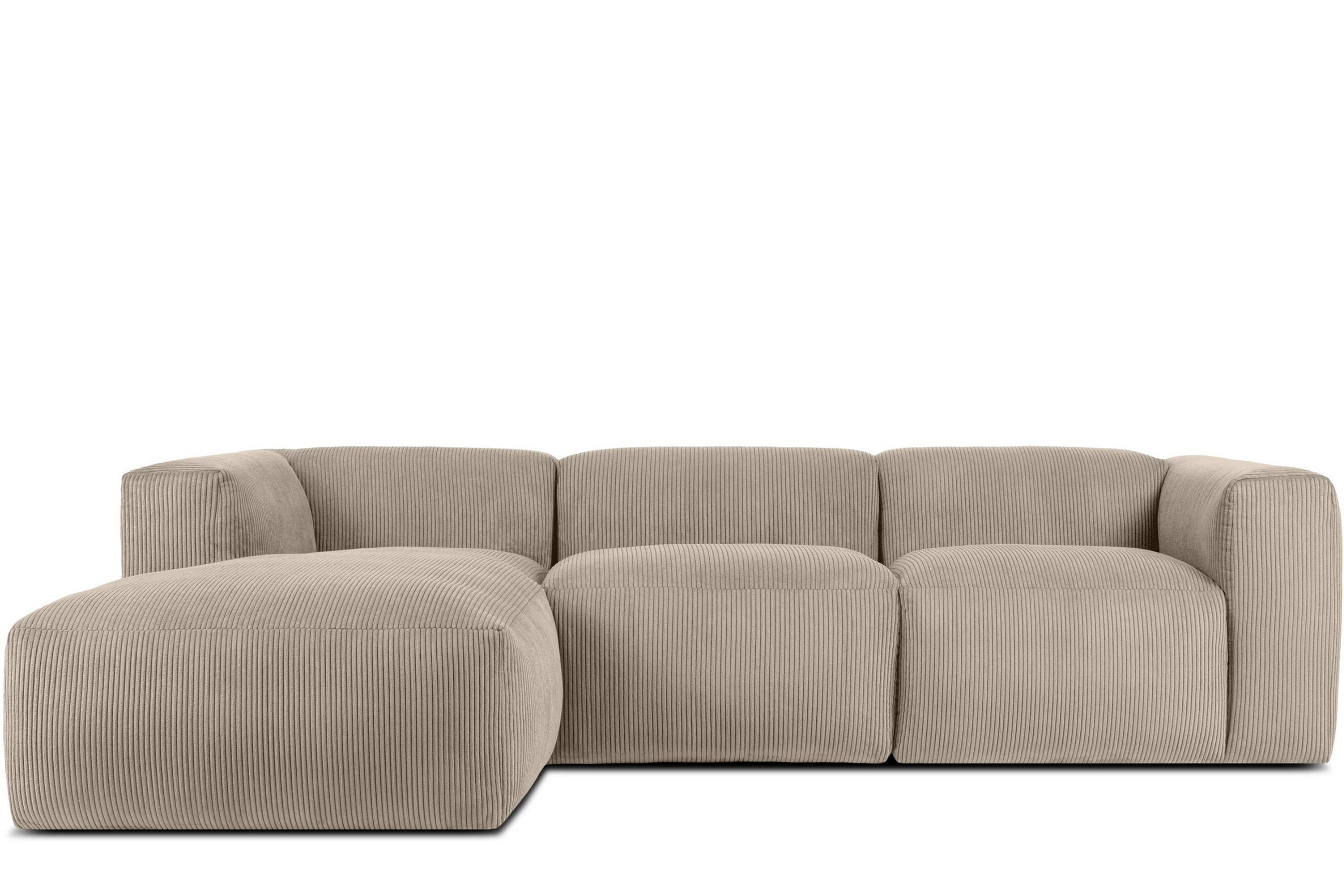 ECKMODULSOFA-LINKS BUFFO mit extrem weicher und bequemer Sitzfläche, Kordstoff, beige - Beige, Textil (297/180cm) - KONSIMO®