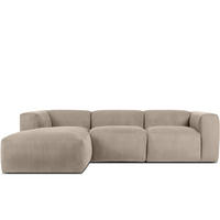 ECKMODULSOFA-LINKS BUFFO mit extrem weicher und bequemer Sitzfläche, Kordstoff, beige - Beige, Textil (297/180cm) - KONSIMO®
