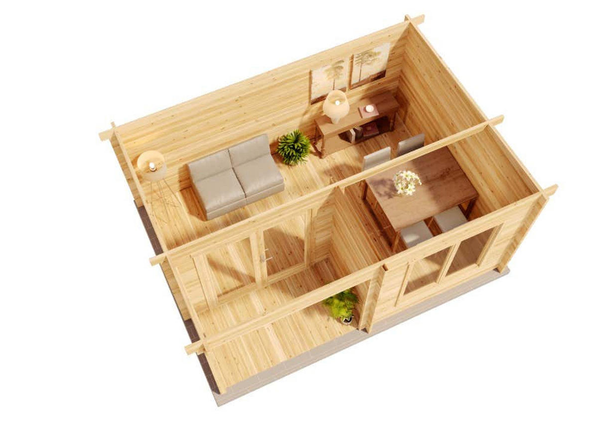 GARTENHAUS Holz Orkus Compact - Naturfarben, Holz (490/230/370cm) - Alpholz