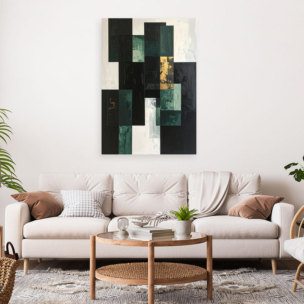 LEINWANDBILD 3D und geometrisch 70x100cm - Grün, Textil (70/100cm) - Feeby