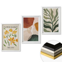 WANDBILDER 3er-Set - 40x60 cm Weißer Rahmen - Florale abstrakte Formen - Weiß, Kunststoff (40/60cm) - ArtPrintCave
