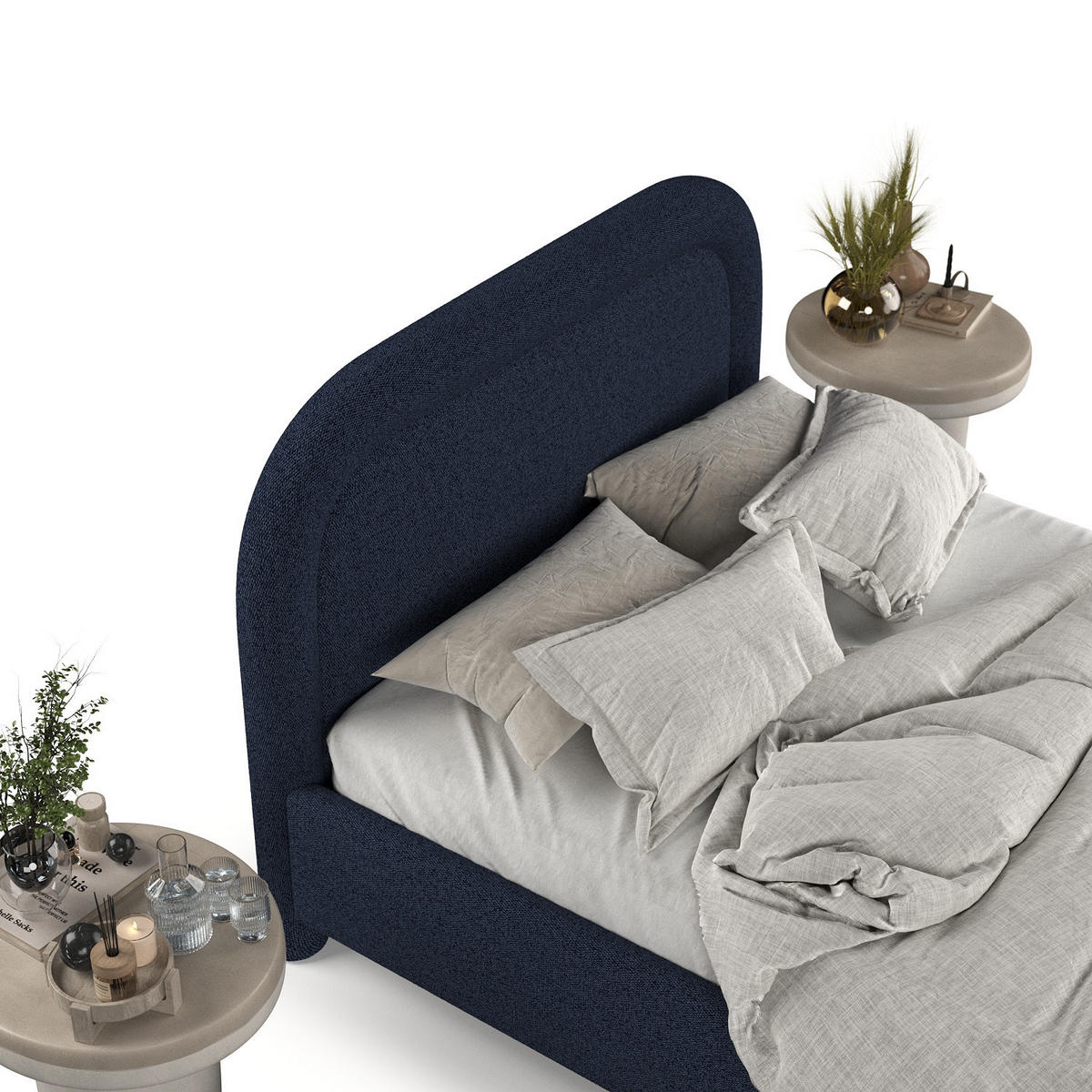 POLSTERBETT Zoya 120/200 cm Marineblau im Riva Stoff - Naturfarben/Dunkelblau, Holz/Holzwerkstoff (120/200cm) - AltaBeds