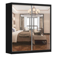 SCHIEBETÜRENSCHRANK - Ben 20 (Schwarz, 203 cm) - Schwarz, Holzwerkstoff/Metall (203/218/61cm) - Möblo