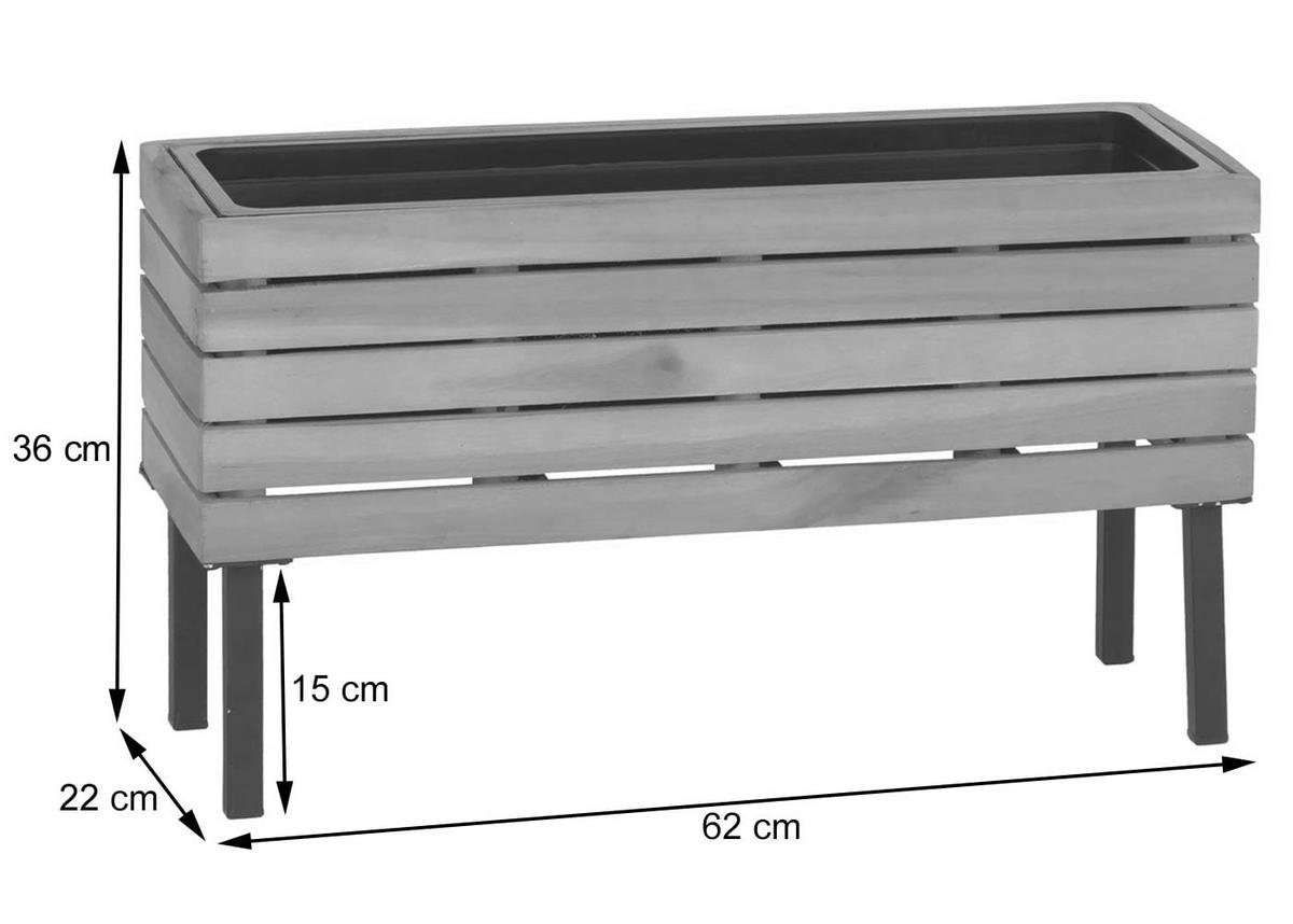 PFLANZKASTEN Schwarz - Schwarz, Holz (62/36/22cm) - MCW
