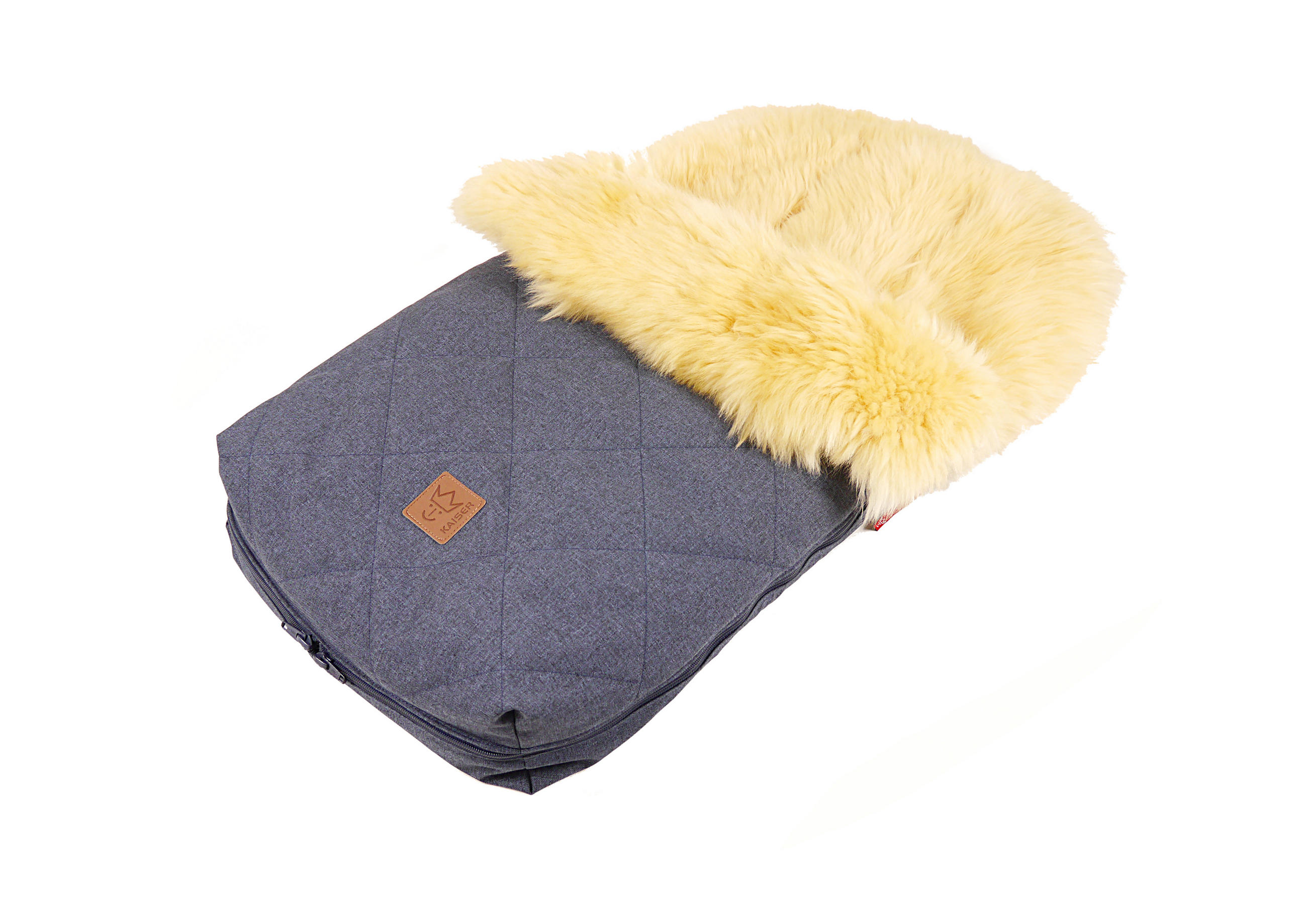 LAMMFELL-FUSSSACK Nelly, medizin, navy melange - Blau, Fell (46/8/88cm) - Kaiserbaby