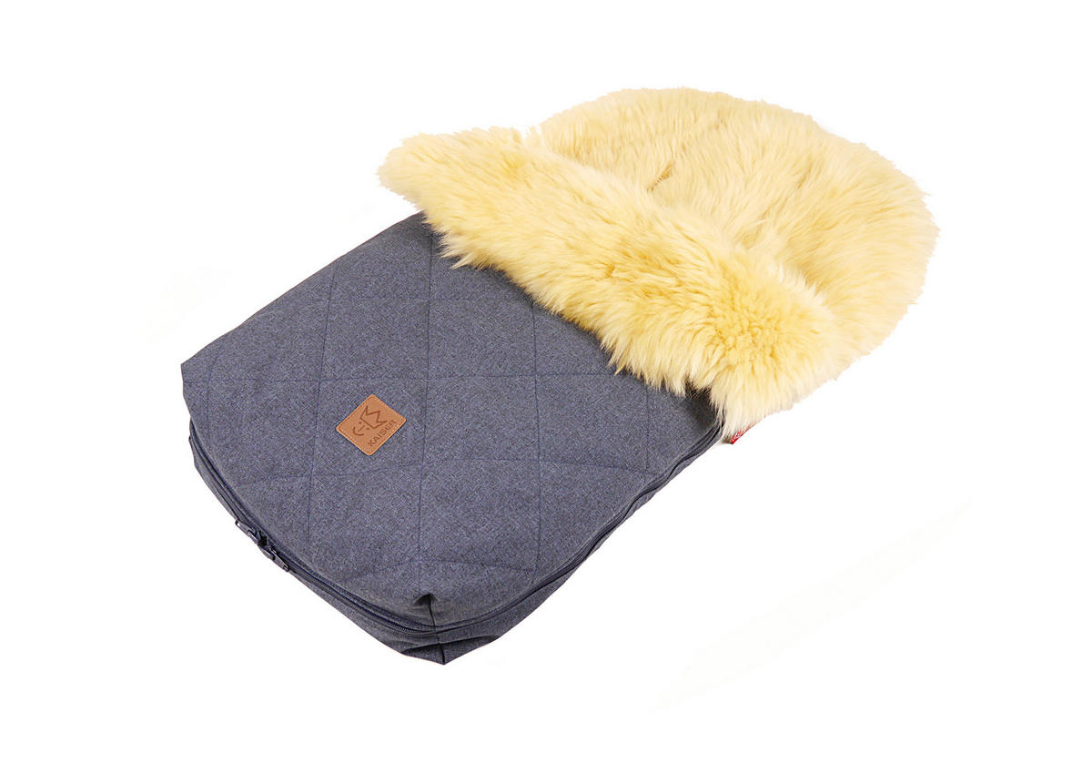 LAMMFELL-FUSSSACK Nelly, medizin, navy melange - Blau, Fell (46/8/88cm) - Kaiserbaby
