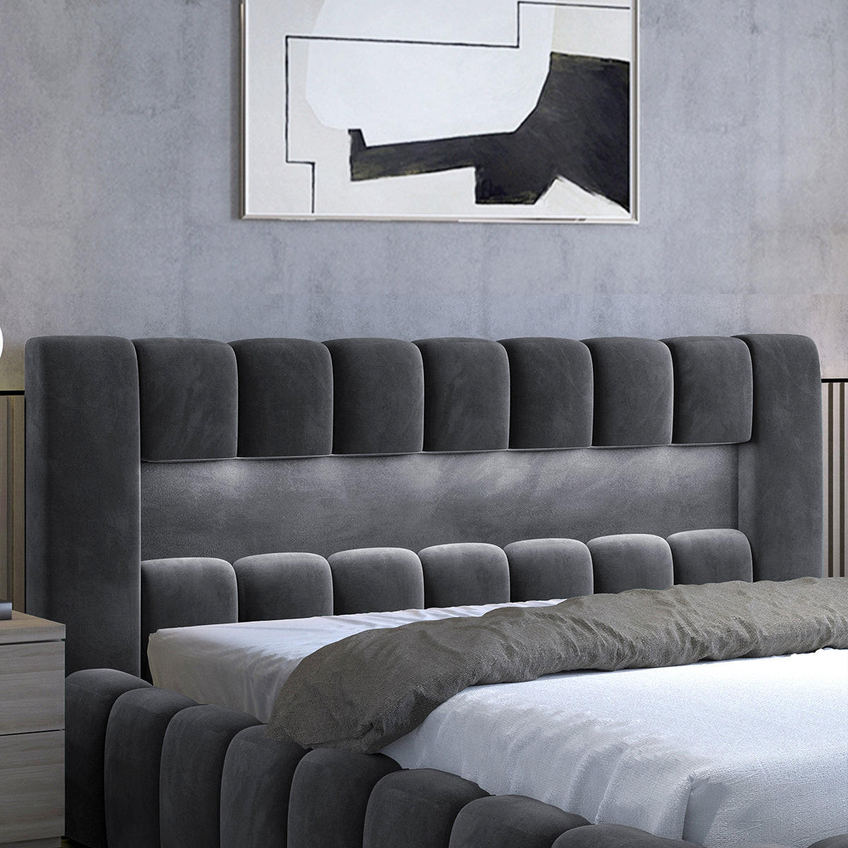 BOXSPRING POSTEL 180/200 Auria Tmavě šedá - šedá, dřevo (180/200cm) - Petits-meubles
