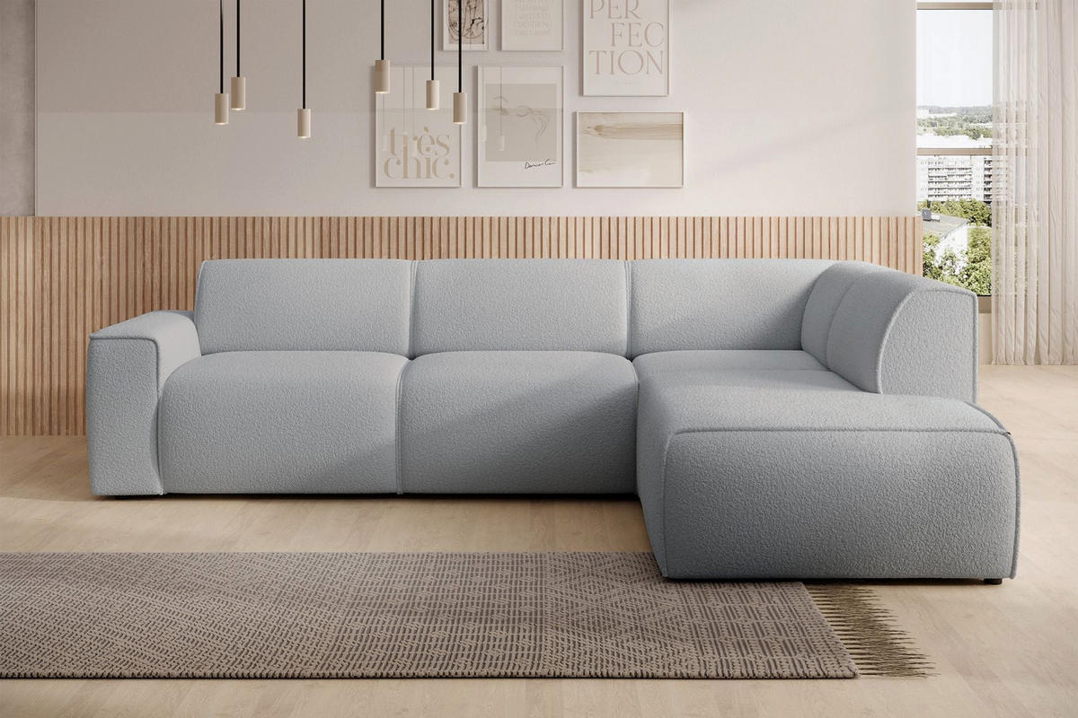 ECKSOFA Bouvi Hellgrau rechts - Hellgrau/Schwarz, Kunststoff/Textil (220/292cm) - Selsey