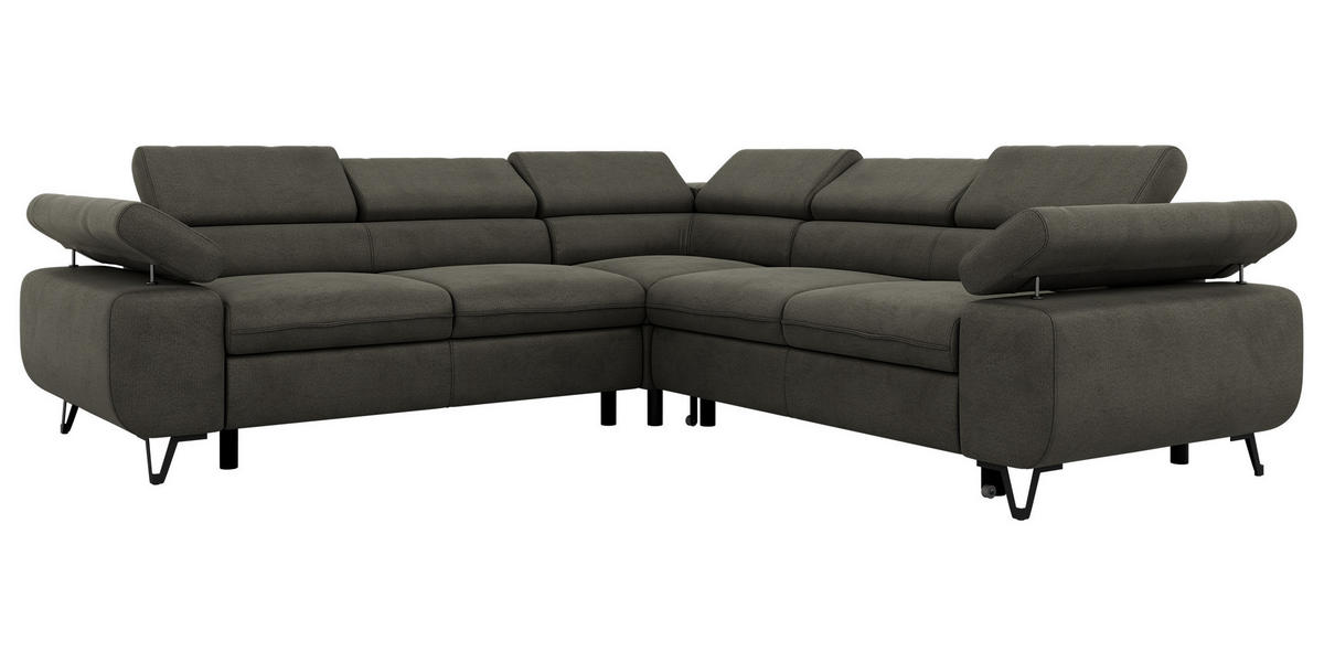 ECKSOFA QUADRO L - Anthrazit Velvet - Links Seite - Anthrazit/Schwarz, Textil/Metall (269/269cm) - MKS