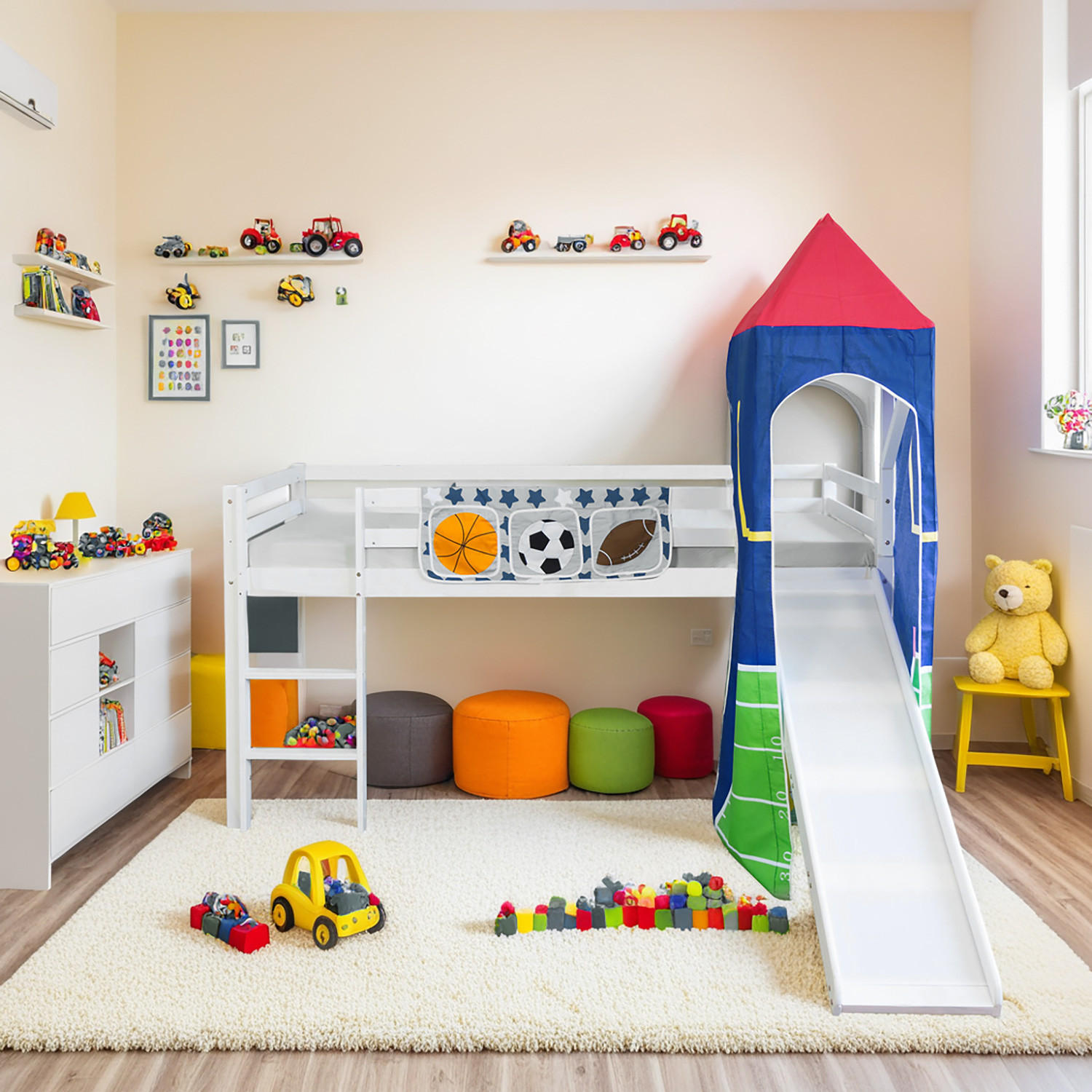 HOCHBETT 90/200 cm in Weiß Lattenrost - Blau/Weiß, Holz - Homestyle4u